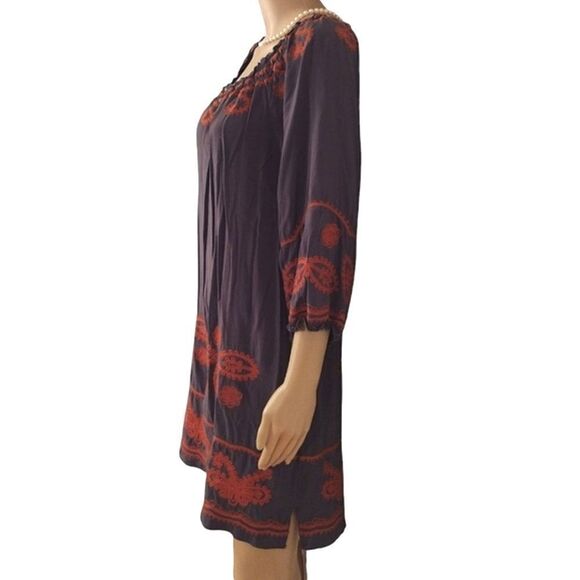 Ivy Jane Women's Size Medium Orange Embroidered Gray Tunic or Mini Dress - Picture 2 of 12